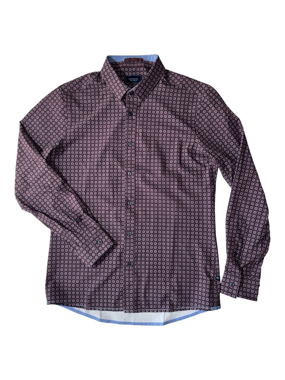 7 Diamonds mens S Small purple geometric 7 way stretch button up shirt EUC